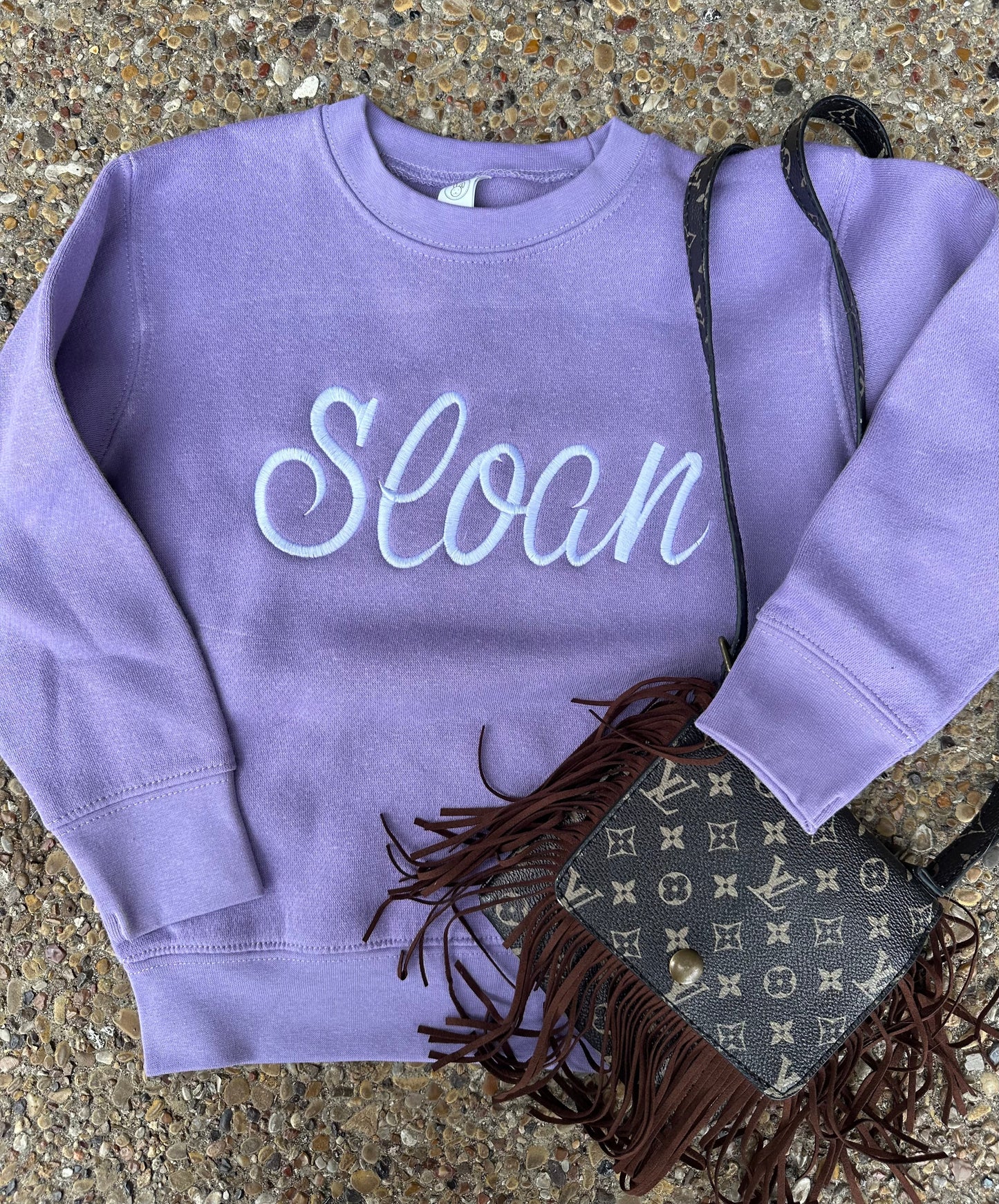 Violet Custom Embroidered Name Youth Sweatshirt