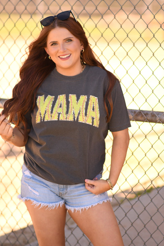 Mama Faux Softball Patch Tee