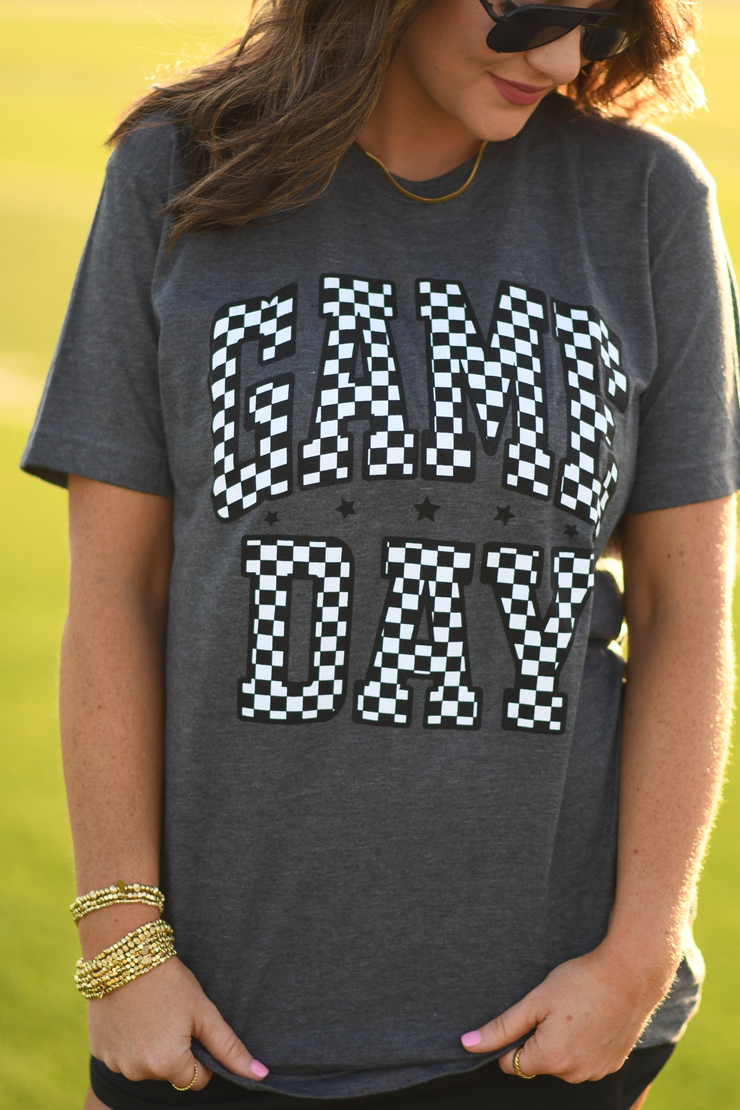 RTS Charcoal Checkered Game Day Tee