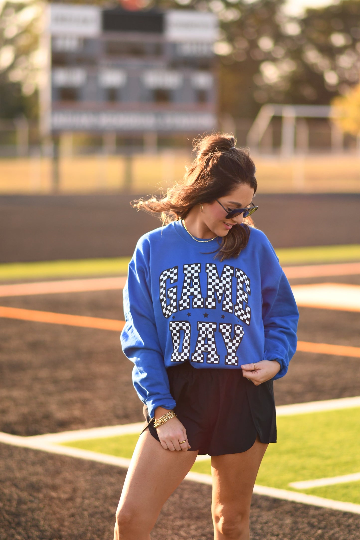 RTS Royal Blue Checkered Game Day Sweatshirt