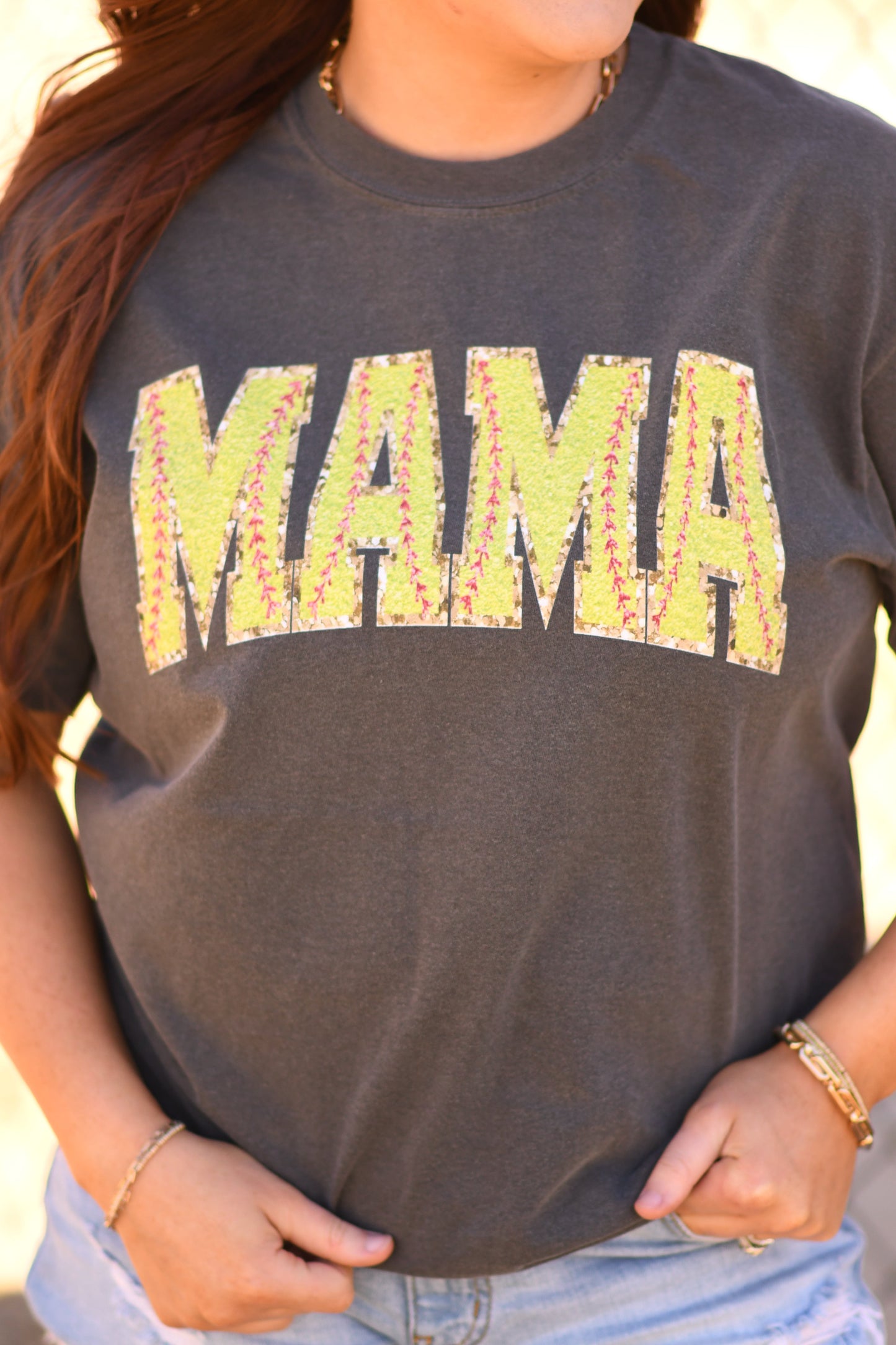 Mama Faux Softball Patch Tee