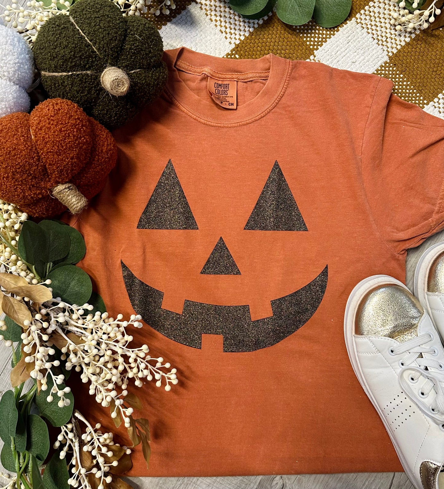 **SALE** RTS Glittery Jack-O-Lantern Face Tee