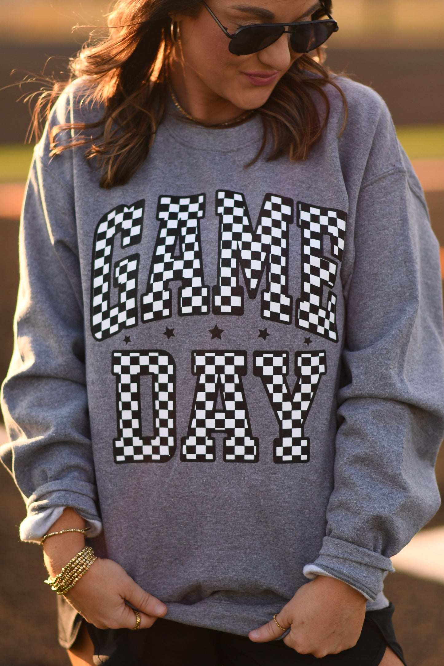 RTS Gray Checkered Game Day Sweatshirt