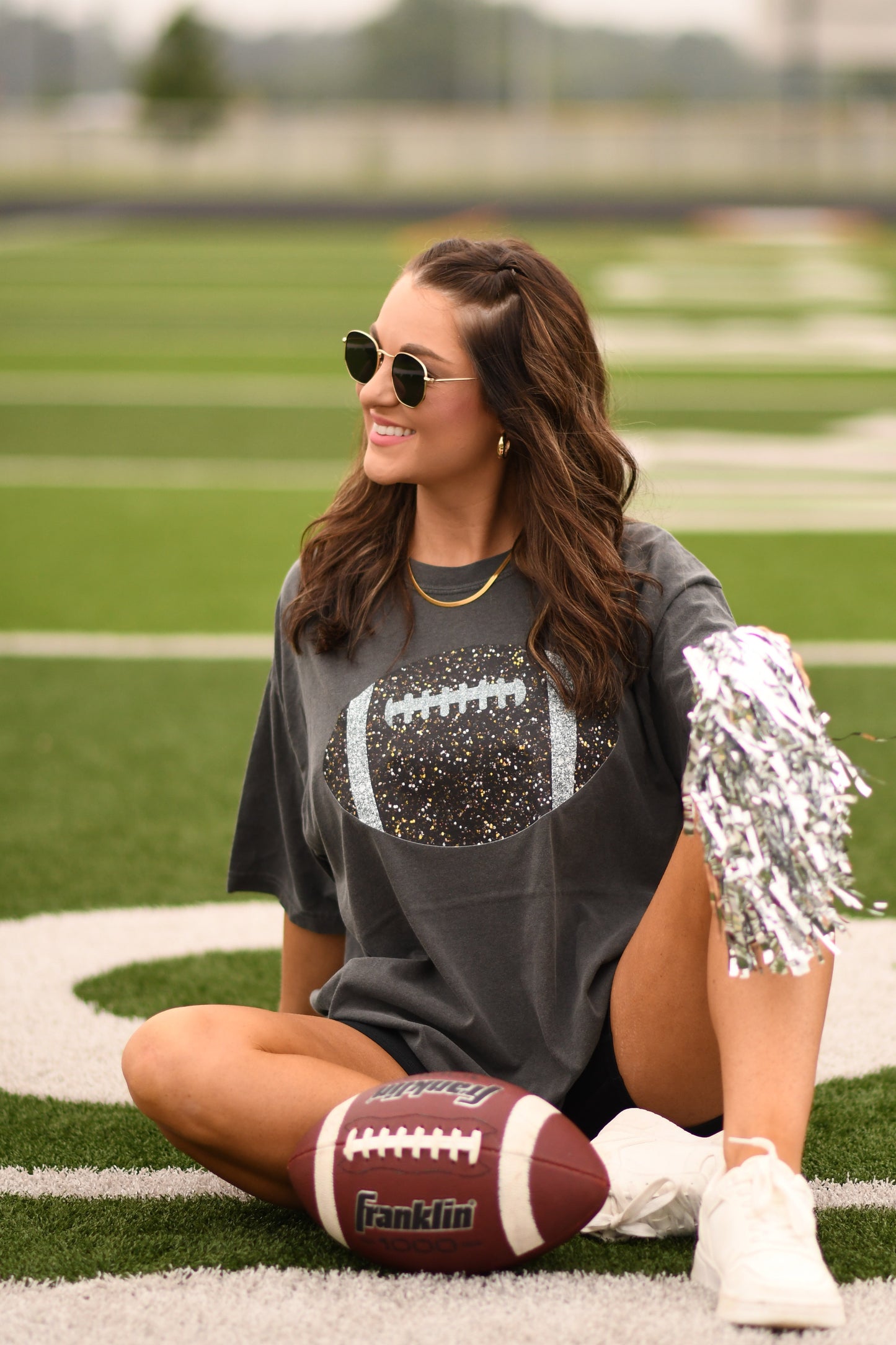 Pepper Faux Glitter Football Tee