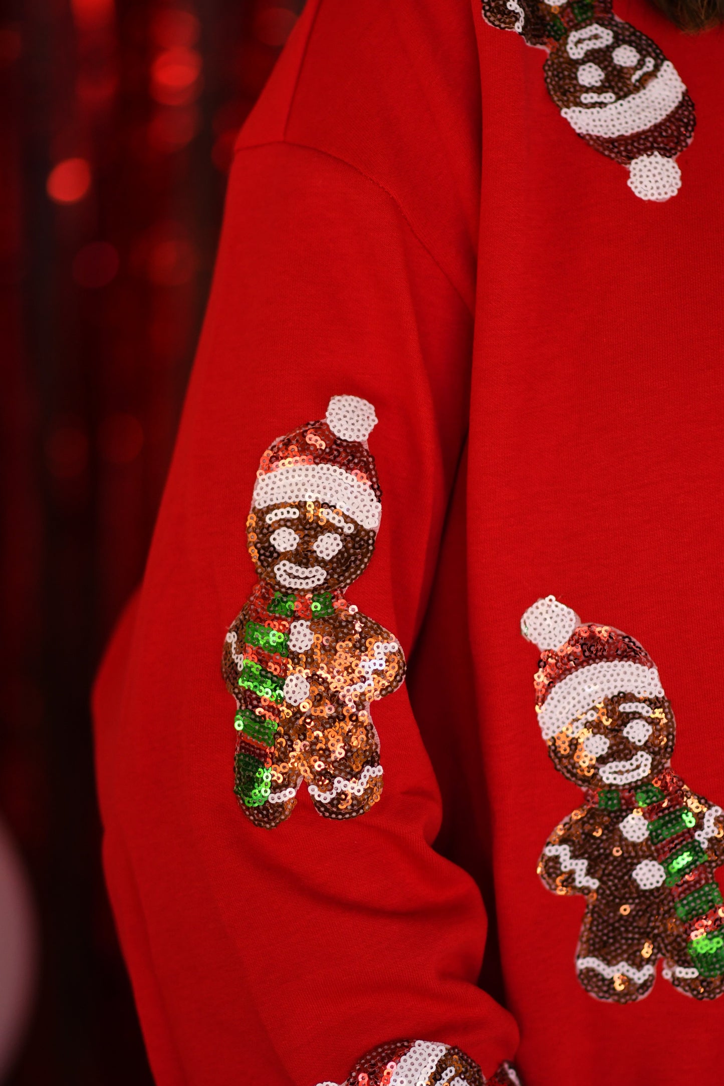 Red Sequin Patched Gingerbread Sweater