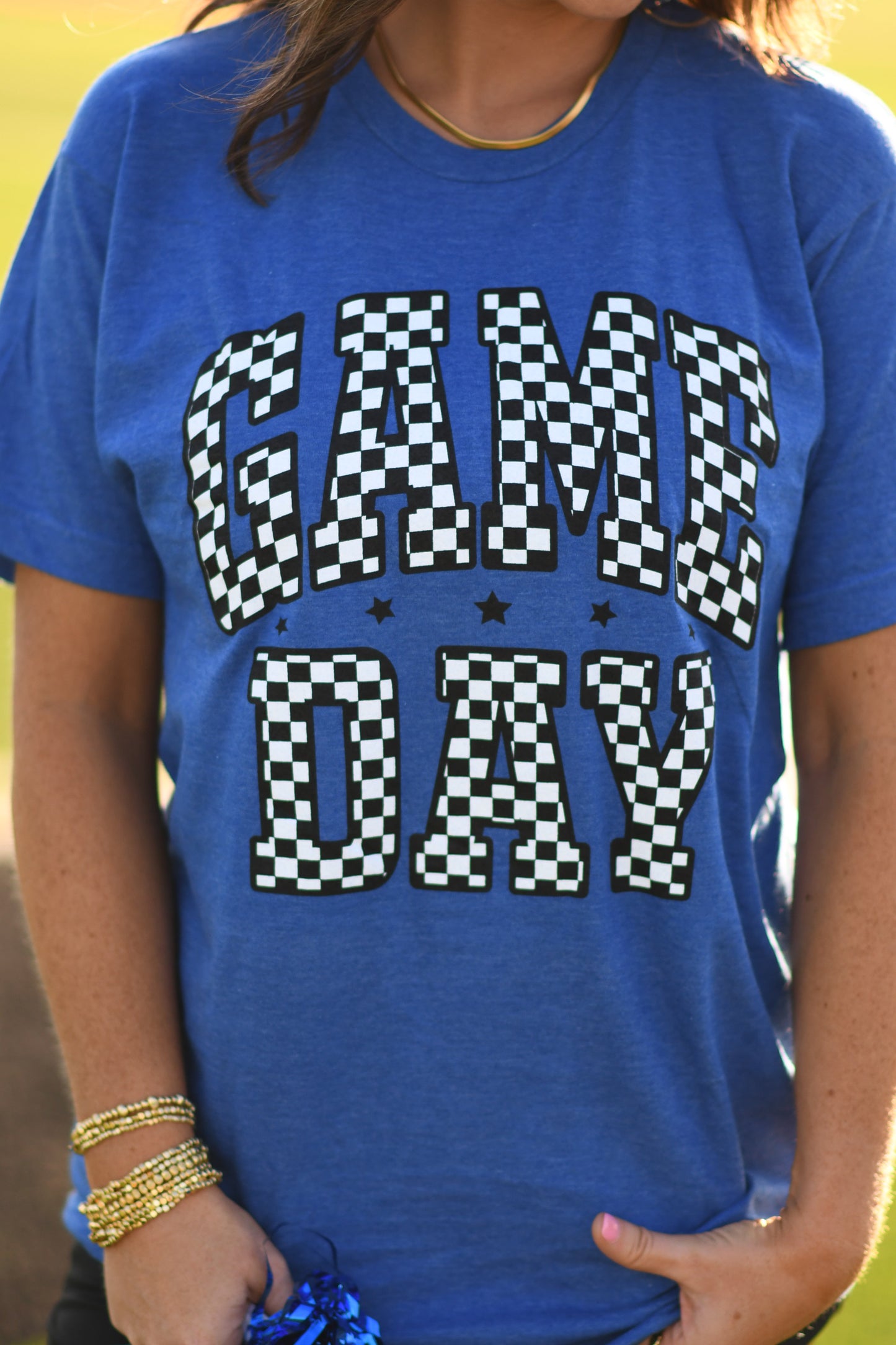 RTS Royal Blue Checkered Game Day Tee