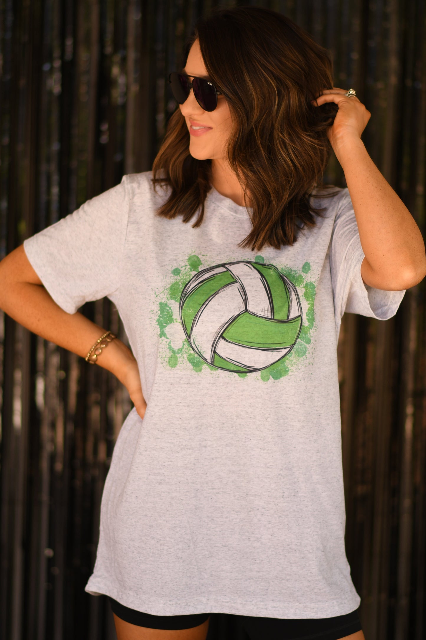 Green Volleyball Splatter Tee