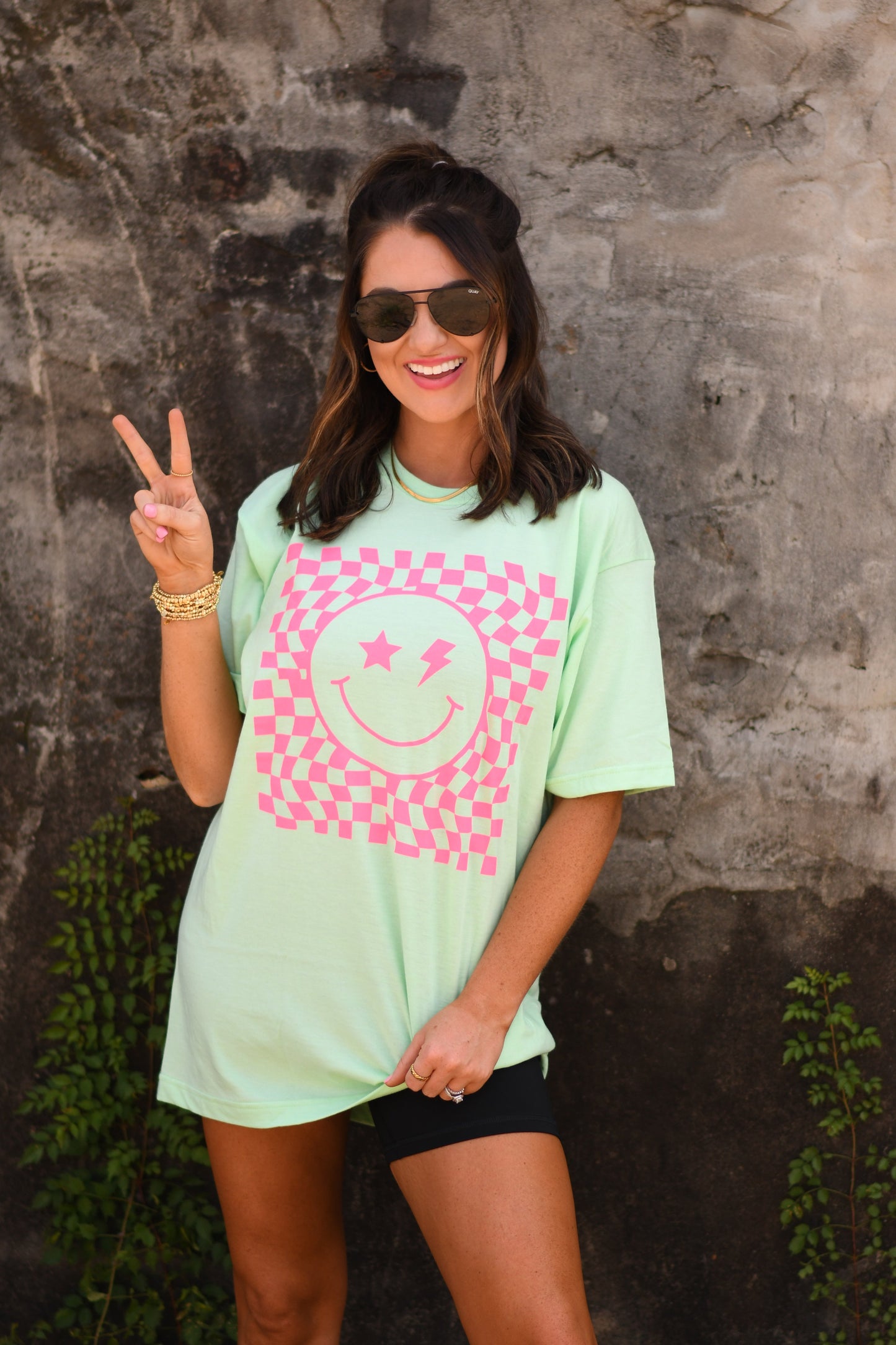 **SALE** RTS Wavy Checkered Smiley Tee