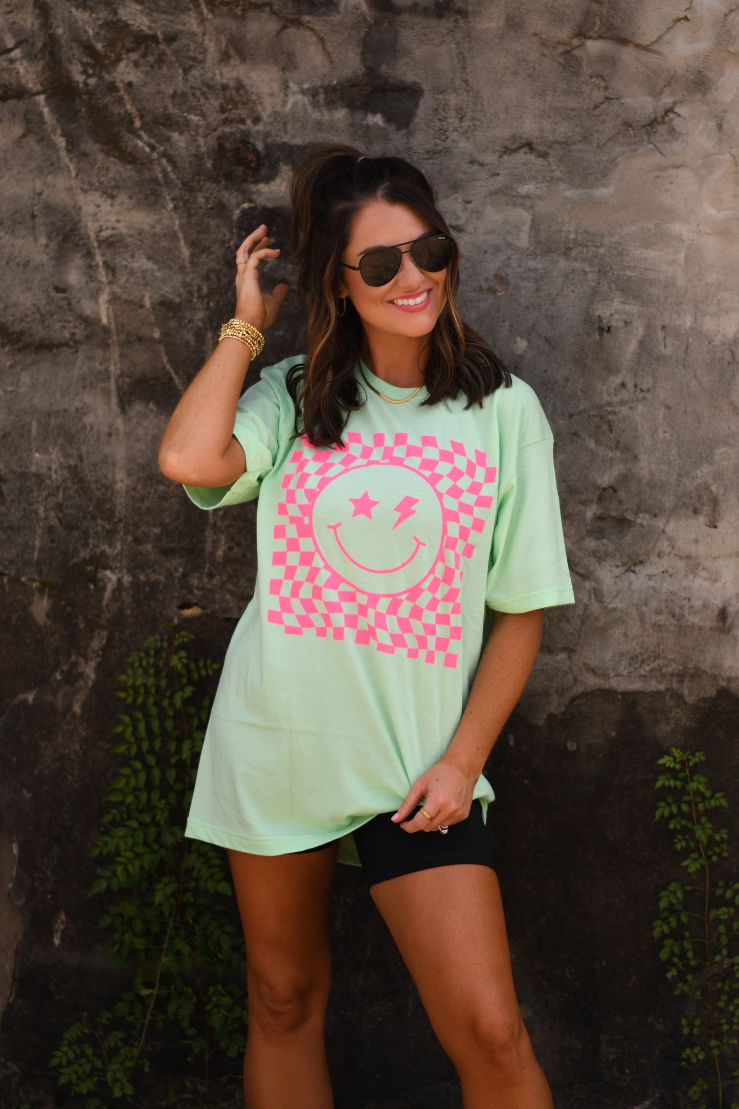 **SALE** RTS Wavy Checkered Smiley Tee