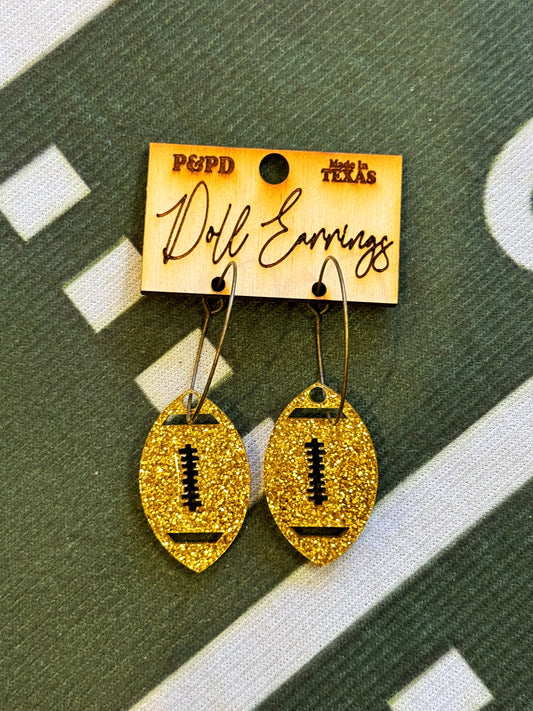 RTS Gold Glitter Football Earrings