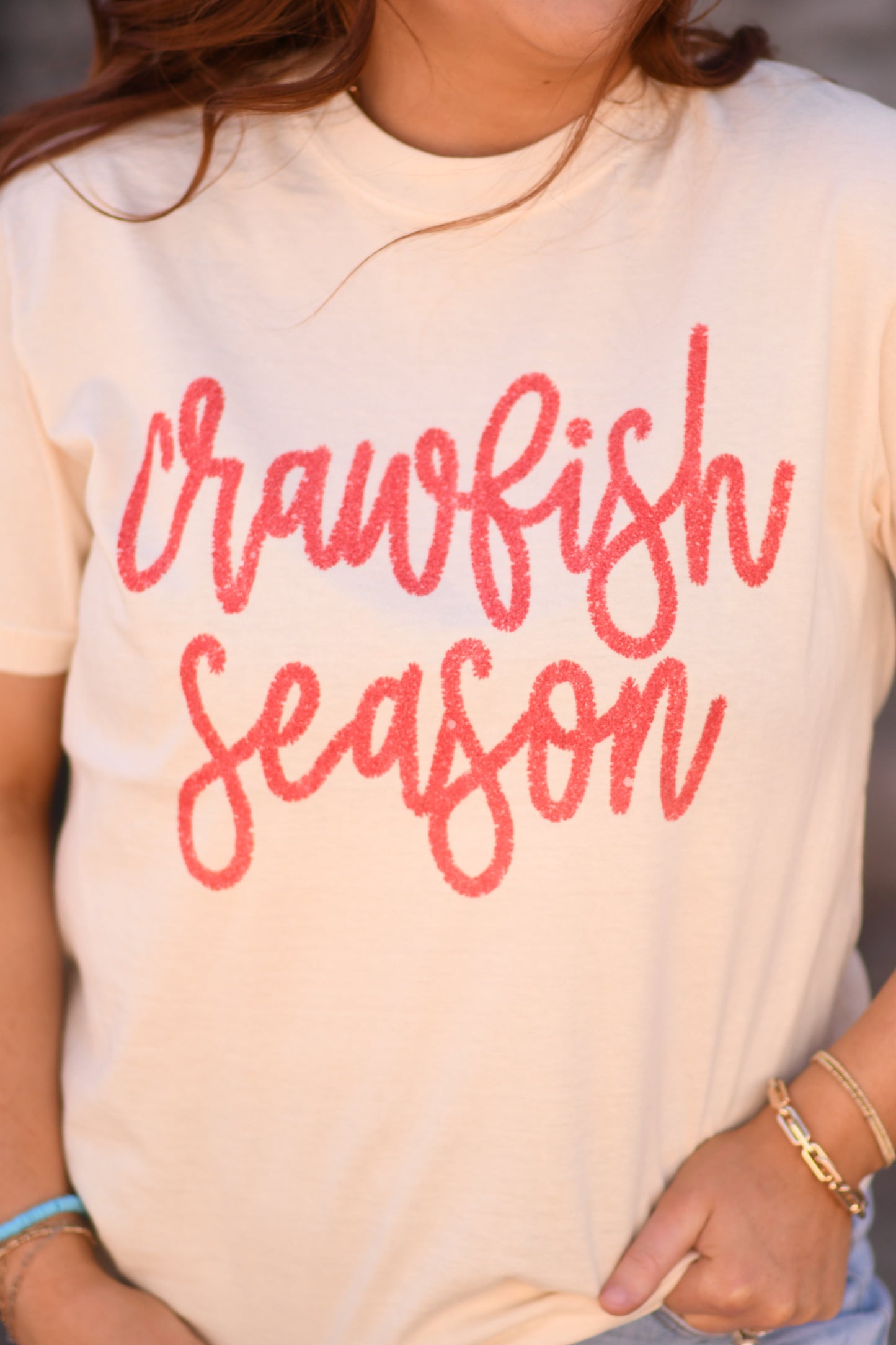 Crawfish Season Faux Tinsel tee