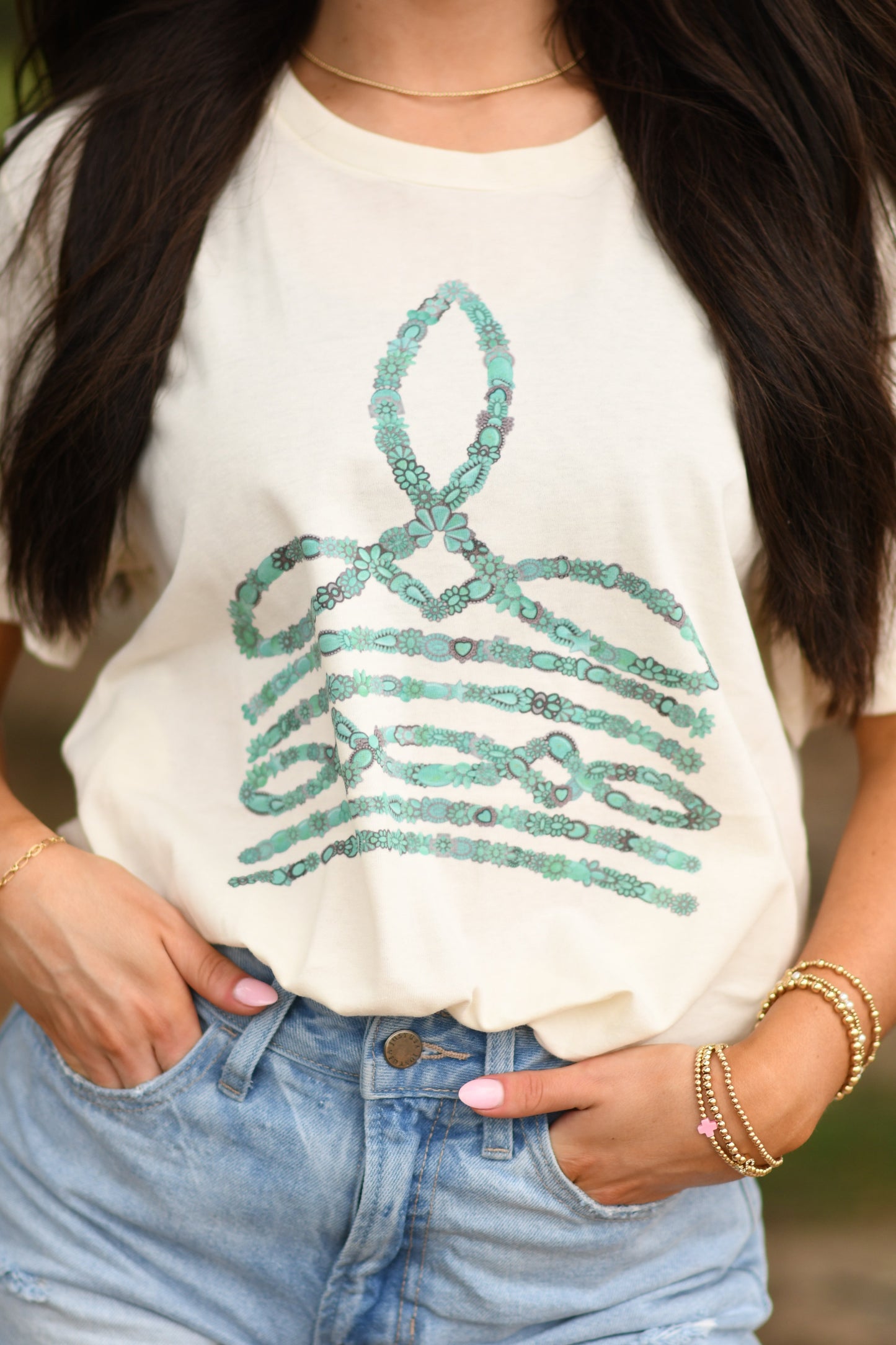 Turquoise Boot Stitch Tee