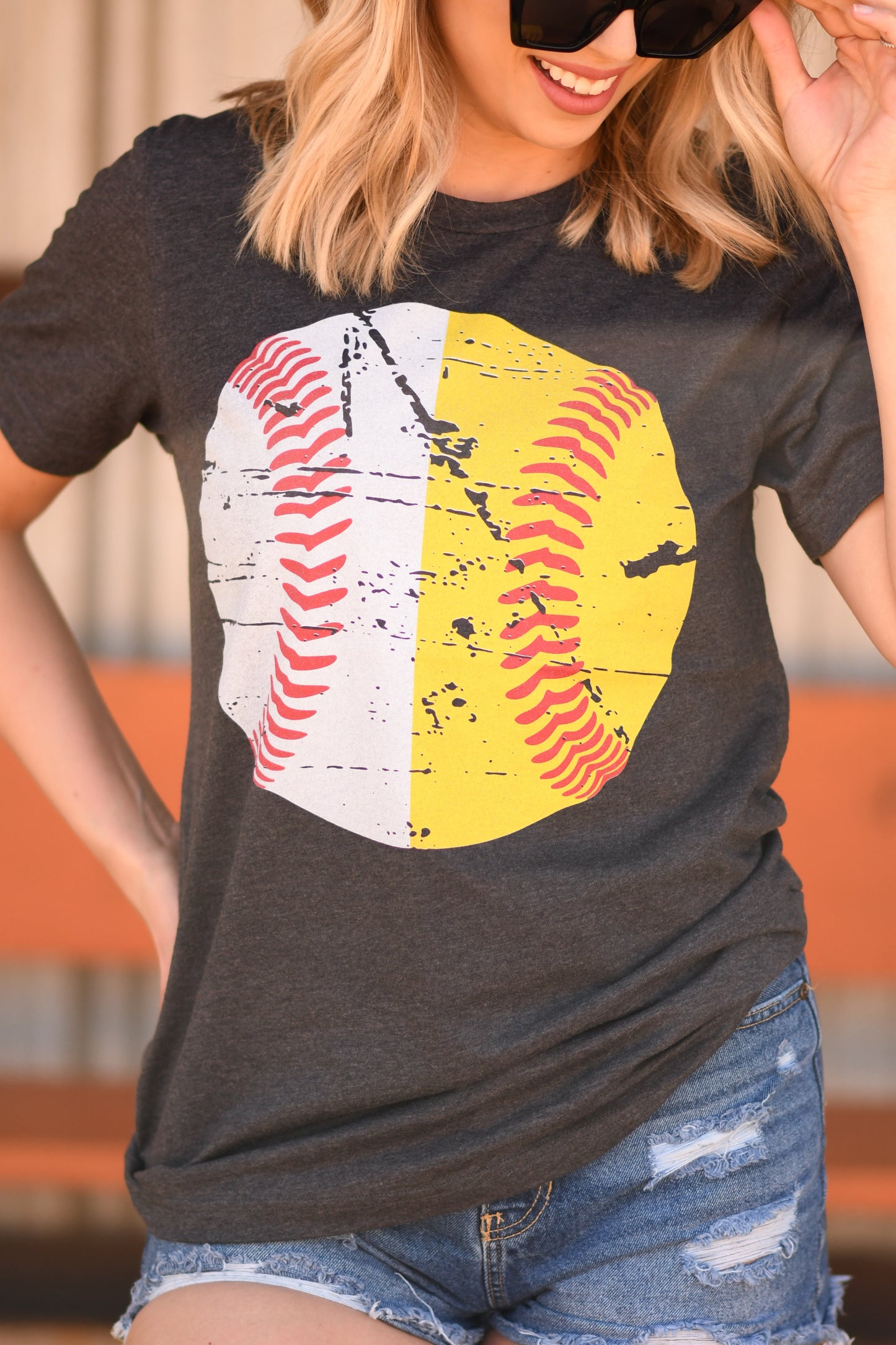 Half Baseball Half Softball PICK YOUR COLOR Tees